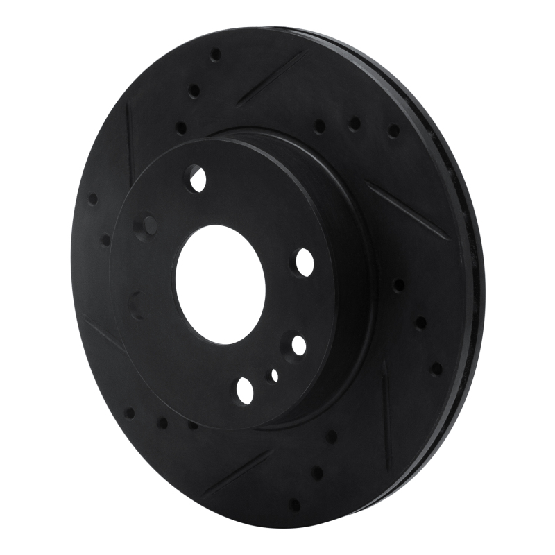Picture of R1 94-97 Ford Aspire Front Left Drilled & Slotted Black Brake Rotor