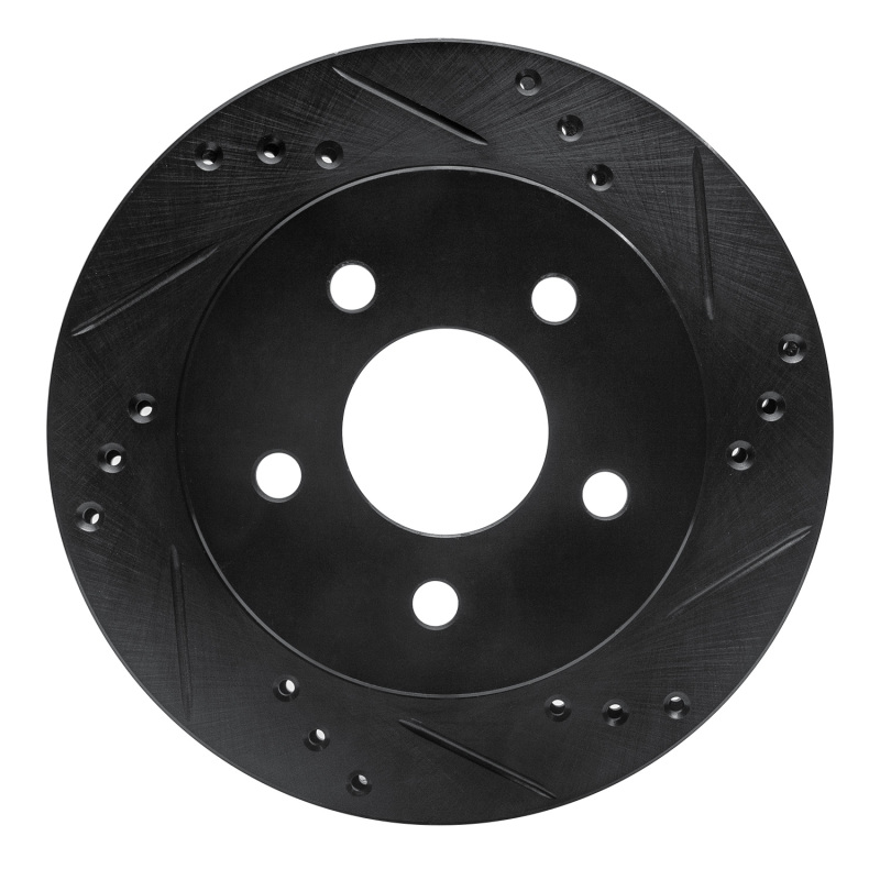 Picture of R1 90-92 Ford Taurus SHO Rear Right Drilled & Slotted Black Brake Rotor