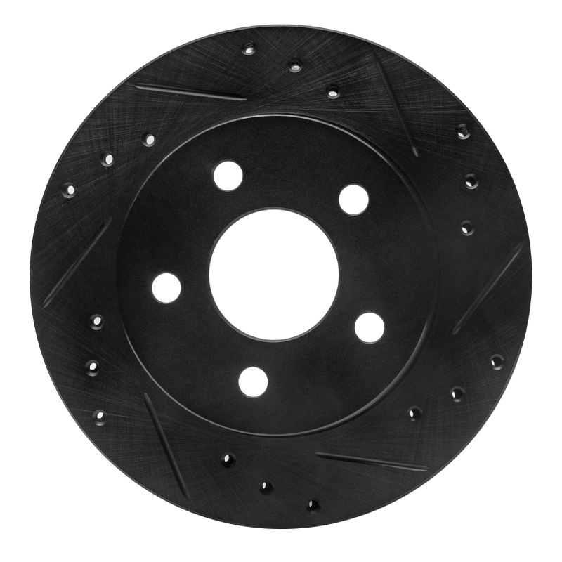 Picture of R1 93-98 Ford Thunderbird Rear Right Drilled & Slotted Black Brake Rotor