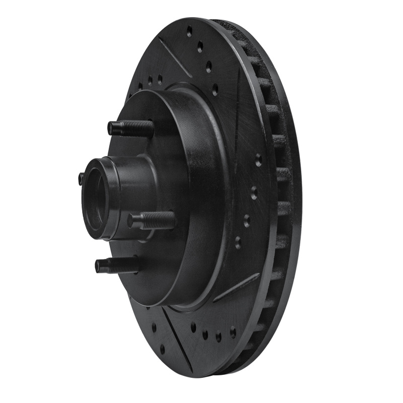 Picture of R1 87-93 Ford Mustang Front Right Drilled & Slotted Black Brake Rotor
