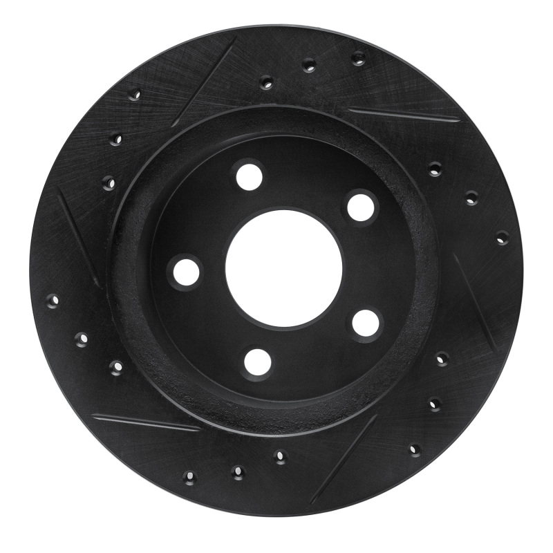 Picture of R1 93-98 Ford Thunderbird Rear Right Drilled & Slotted Black Brake Rotor