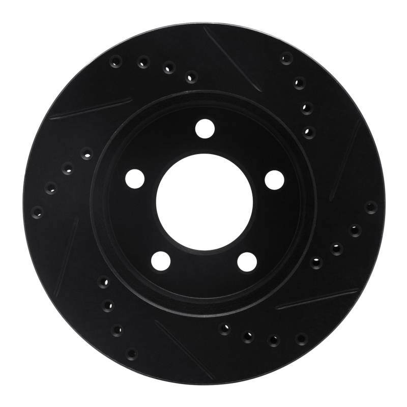 Picture of R1 70-93 Ford Taurus SHO Front Left Drilled & Slotted Black Brake Rotor