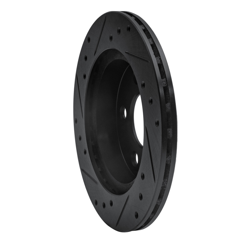 Picture of R1 93-98 Ford Thunderbird Rear Right Drilled & Slotted Black Brake Rotor