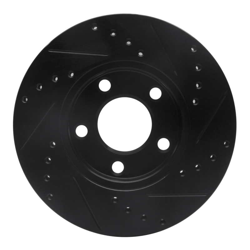 Picture of R1 94-04 Ford Mustang Front Left Drilled & Slotted Black Brake Rotor