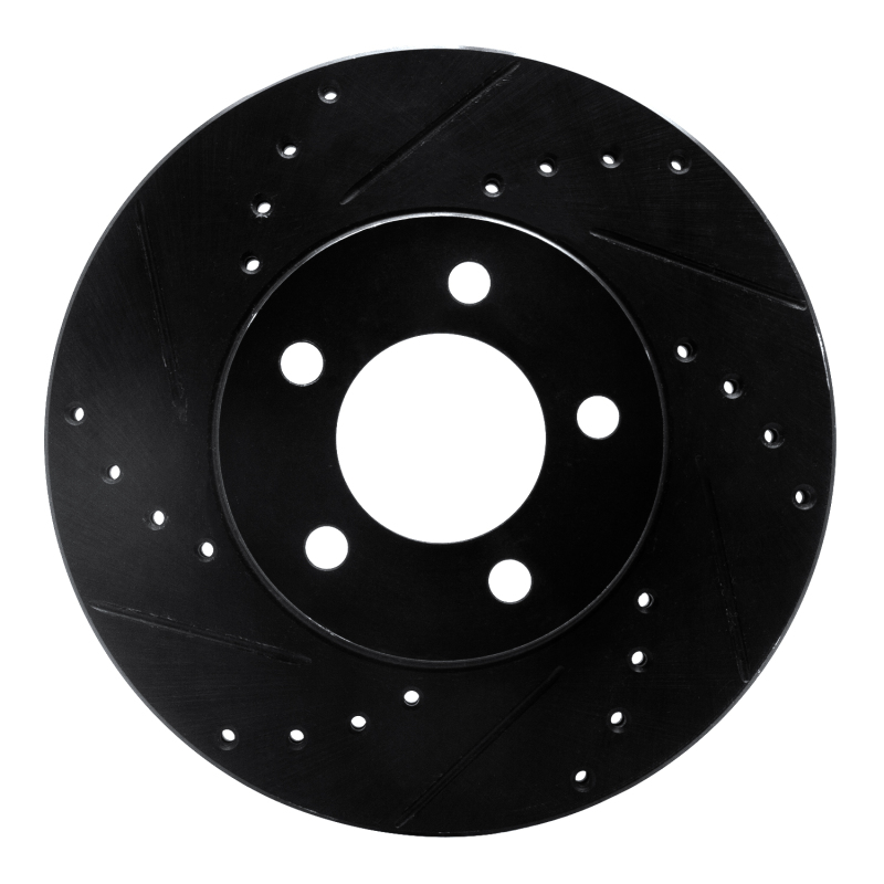 Picture of R1 91-00 Ford Thunderbird Front Left Drilled & Slotted Black Brake Rotor