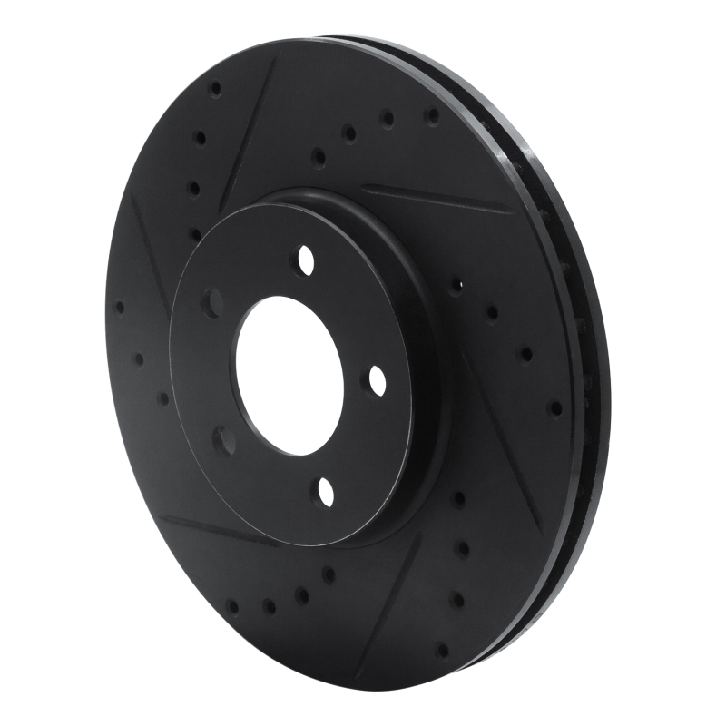 Picture of R1 93-07 Ford Thunderbird Front Left Drilled & Slotted Black Brake Rotor