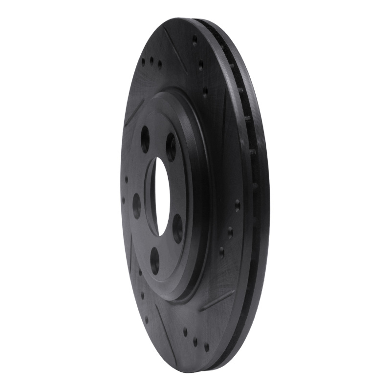 Picture of R1 00-06 Ford Thunderbird Rear Right Drilled & Slotted Black Brake Rotor