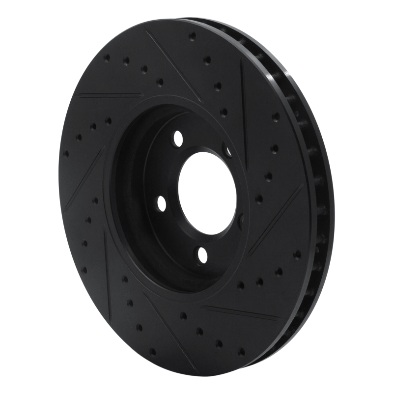 Picture of R1 00-06 Ford Thunderbird Front Left Drilled & Slotted Black Brake Rotor