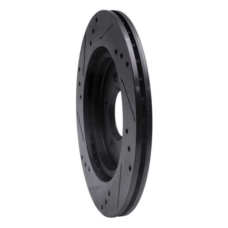 Picture of R1 00-06 Ford Thunderbird Rear Right Drilled & Slotted Black Brake Rotor