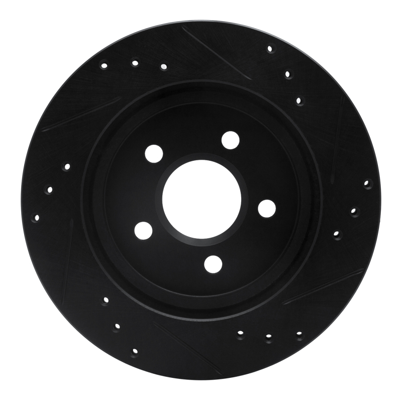 Picture of R1 00-06 Ford Thunderbird Rear Left Drilled & Slotted Black Brake Rotor