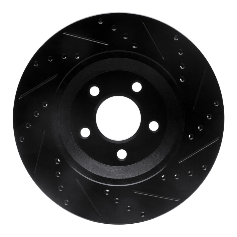 Picture of R1 05-14 Ford Mustang Front Left Drilled & Slotted Black Brake Rotor