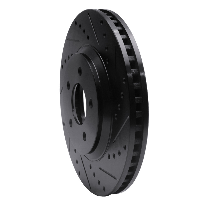 Picture of R1 05-14 Ford Mustang Front Right Drilled & Slotted Black Brake Rotor