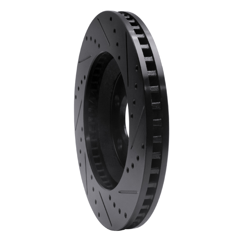 Picture of R1 05-14 Ford Mustang Front Left Drilled & Slotted Black Brake Rotor