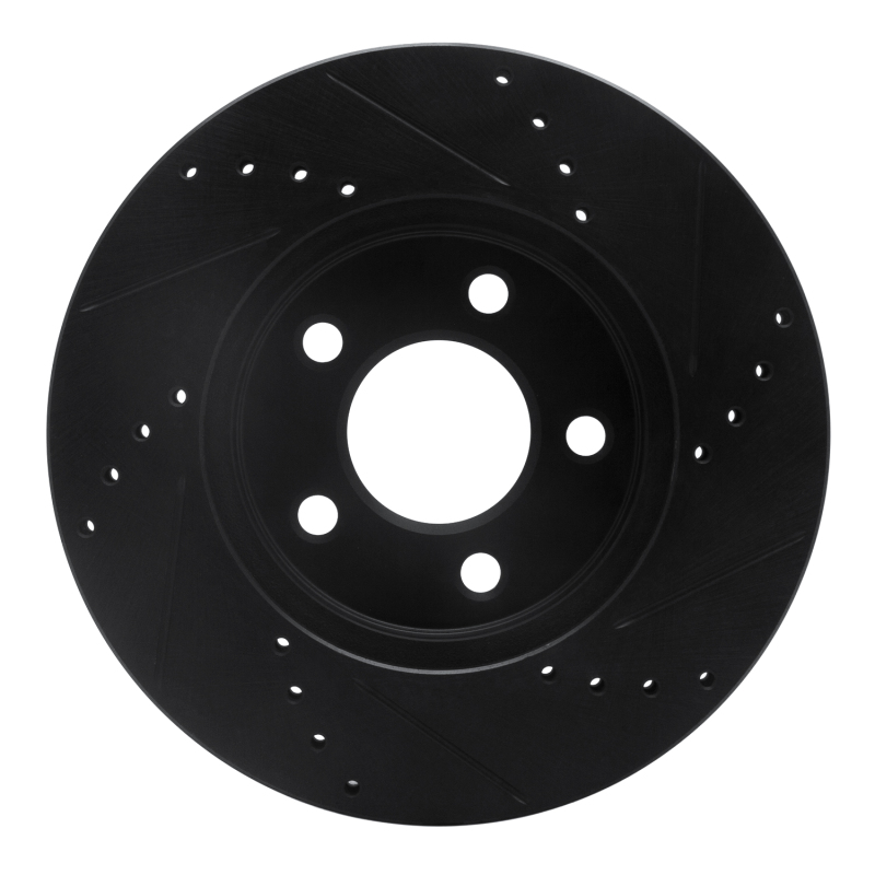 Picture of R1 05-10 Ford Mustang Front Left Drilled & Slotted Black Brake Rotor