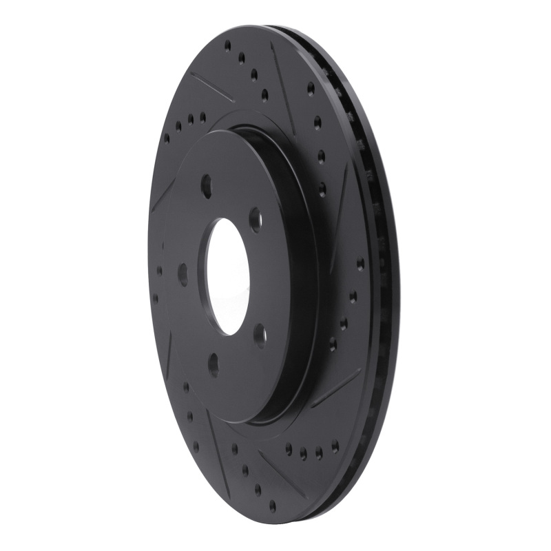 Picture of R1 05-14 Ford Mustang Rear Right Drilled & Slotted Black Brake Rotor