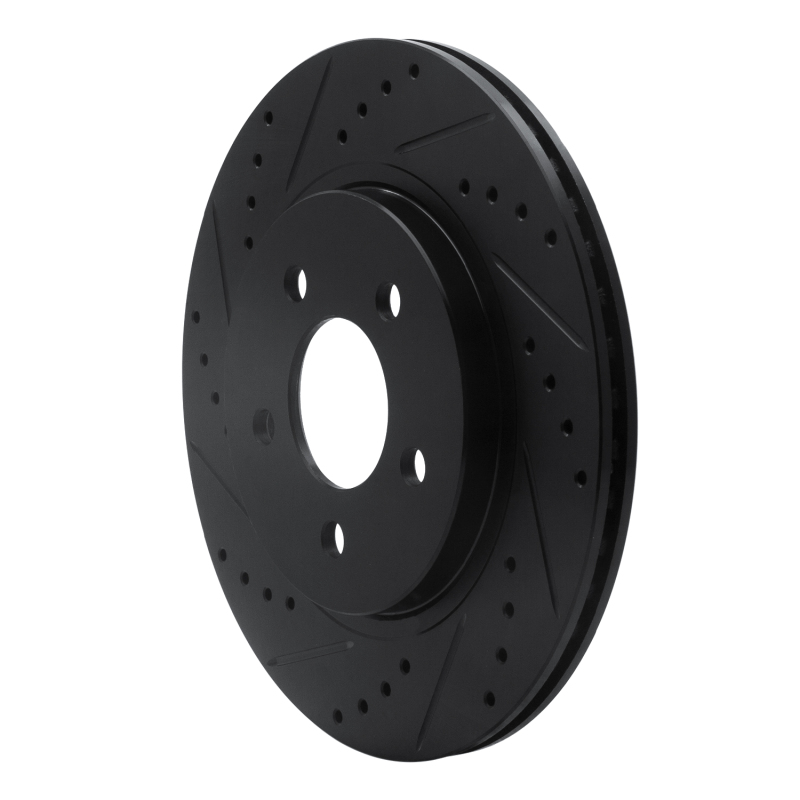 Picture of R1 05-14 Ford Mustang Rear Left Drilled & Slotted Black Brake Rotor