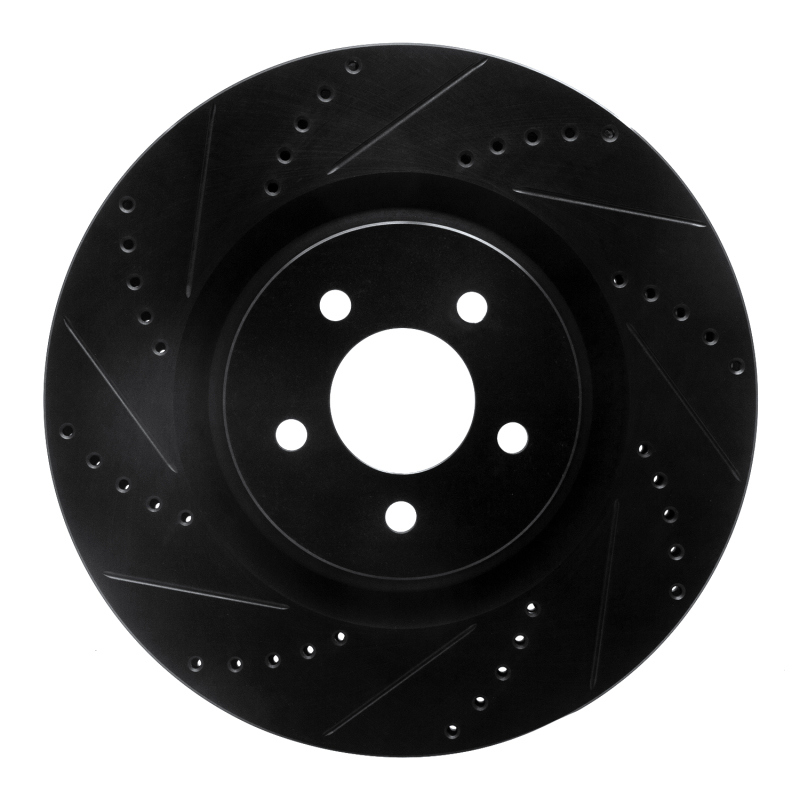 Picture of R1 07-14 Ford Mustang Front Left Drilled & Slotted Black Brake Rotor