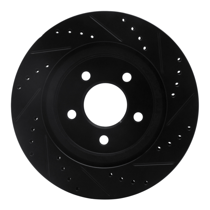 Picture of R1 05-14 Ford Mustang Rear Left Drilled & Slotted Black Brake Rotor
