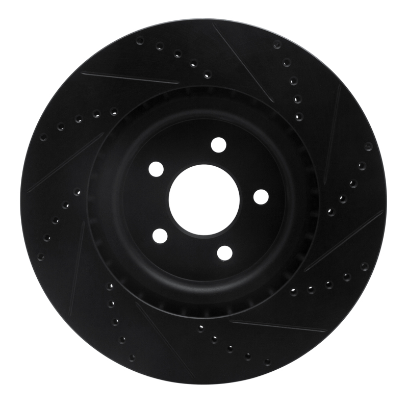 Picture of R1 07-14 Ford Mustang Front Left Drilled & Slotted Black Brake Rotor
