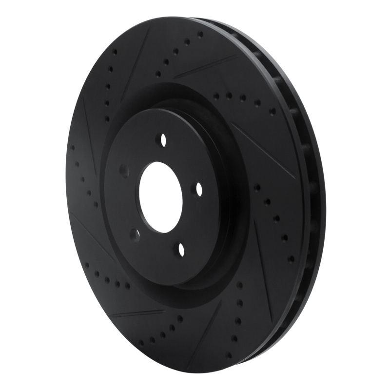 Picture of R1 07-14 Ford Mustang Front Left Drilled & Slotted Black Brake Rotor