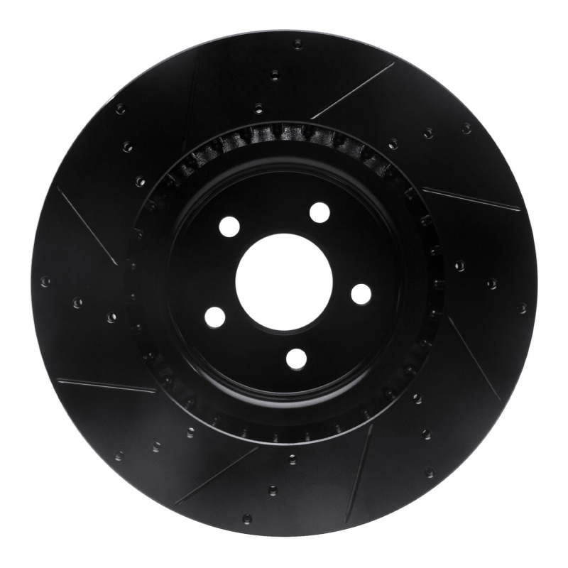 Picture of R1 07-14 Ford Mustang Front Right Drilled & Slotted Black Brake Rotor