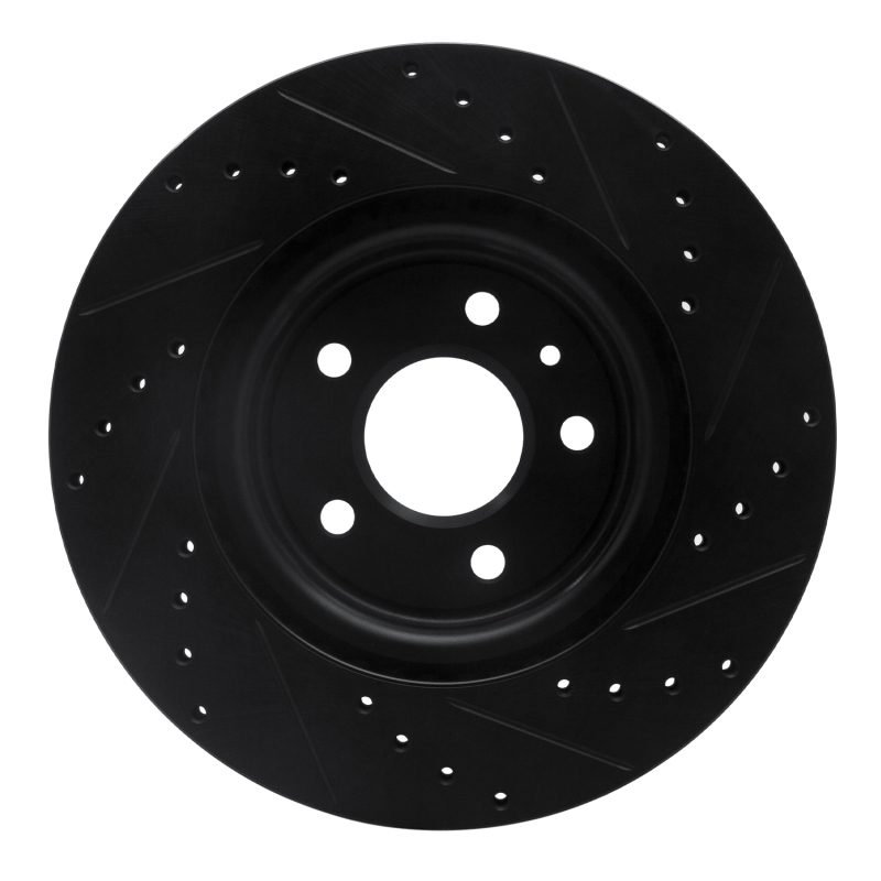 Picture of R1 09-10 Ford Taurus SHO Front Left Drilled & Slotted Black Brake Rotor