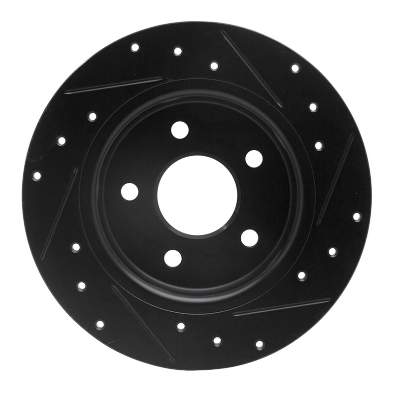 Picture of R1 12-18 Ford Focus Rear Left Drilled & Slotted Black Brake Rotor