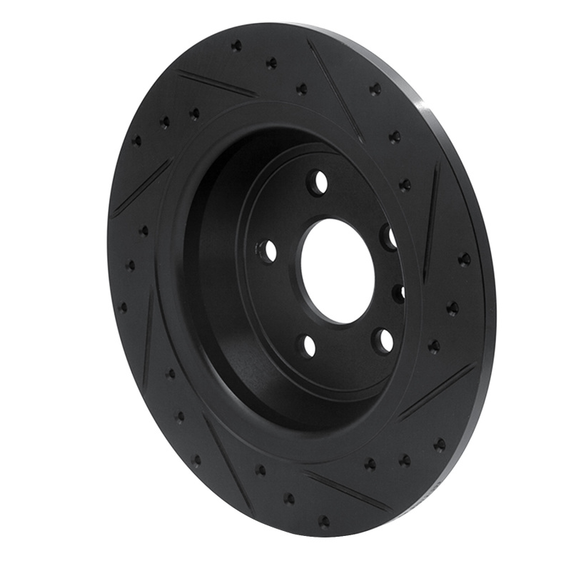 Picture of R1 13-20 Ford Fusion Rear Left Drilled & Slotted Black Brake Rotor