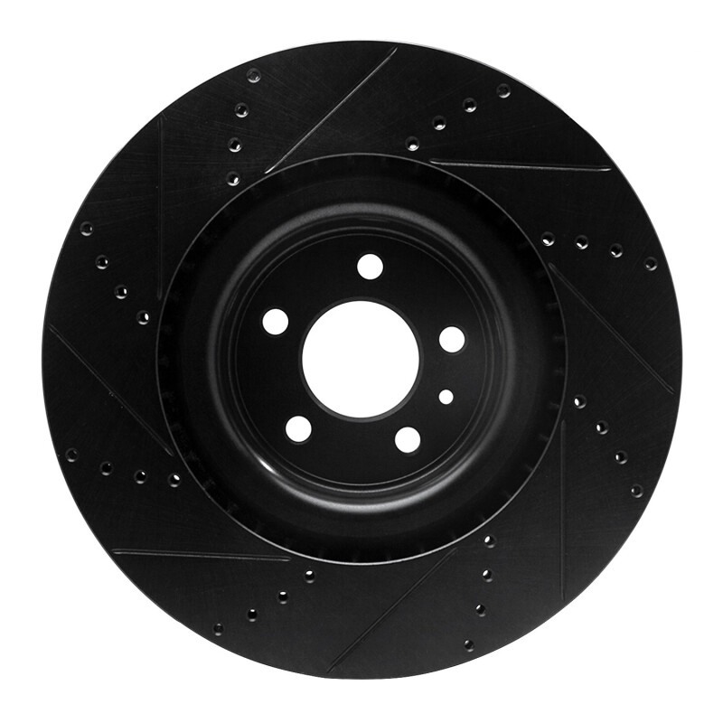 Picture of R1 13-14 Ford Mustang Front Right Drilled & Slotted Black Brake Rotor