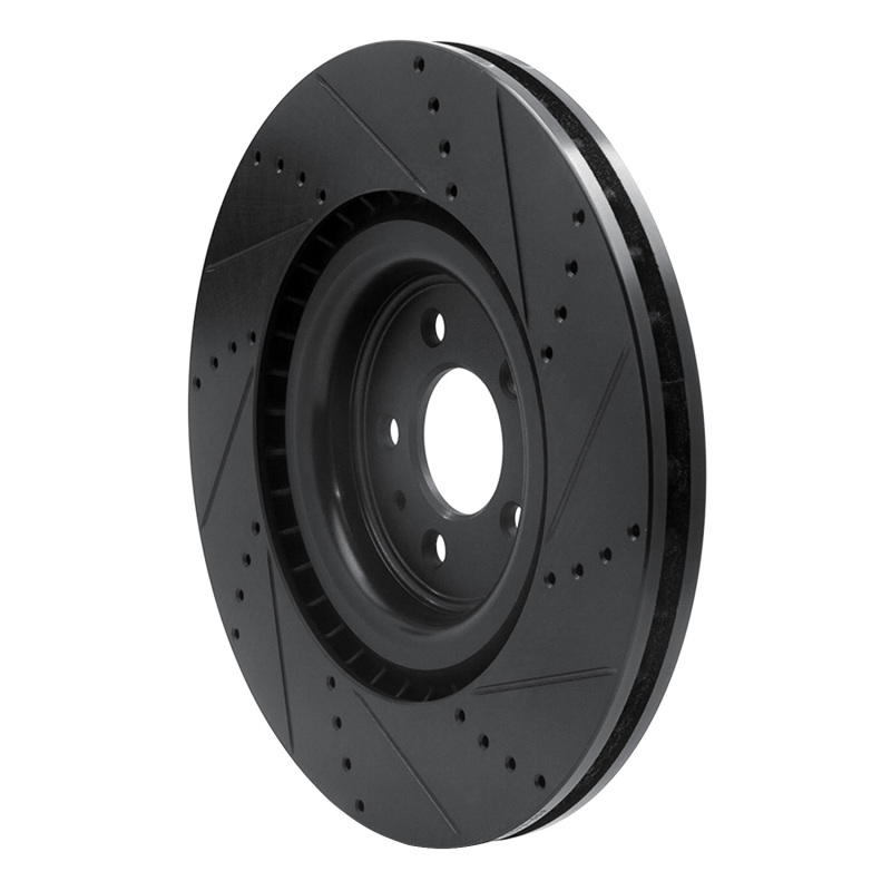 Picture of R1 13-14 Ford Mustang Front Left Drilled & Slotted Black Brake Rotor