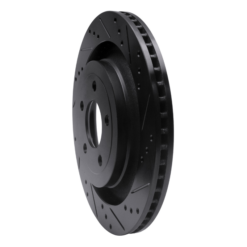 Picture of R1 15-23 Ford Mustang Rear Right Drilled & Slotted Black Brake Rotor