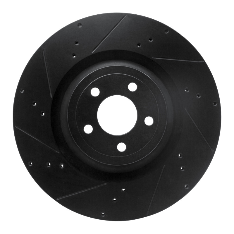 Picture of R1 15-23 Ford Mustang Front Left Drilled & Slotted Black Brake Rotor
