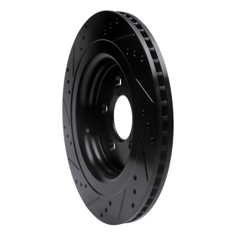Picture of R1 15-23 Ford Mustang Rear Right Drilled & Slotted Black Brake Rotor