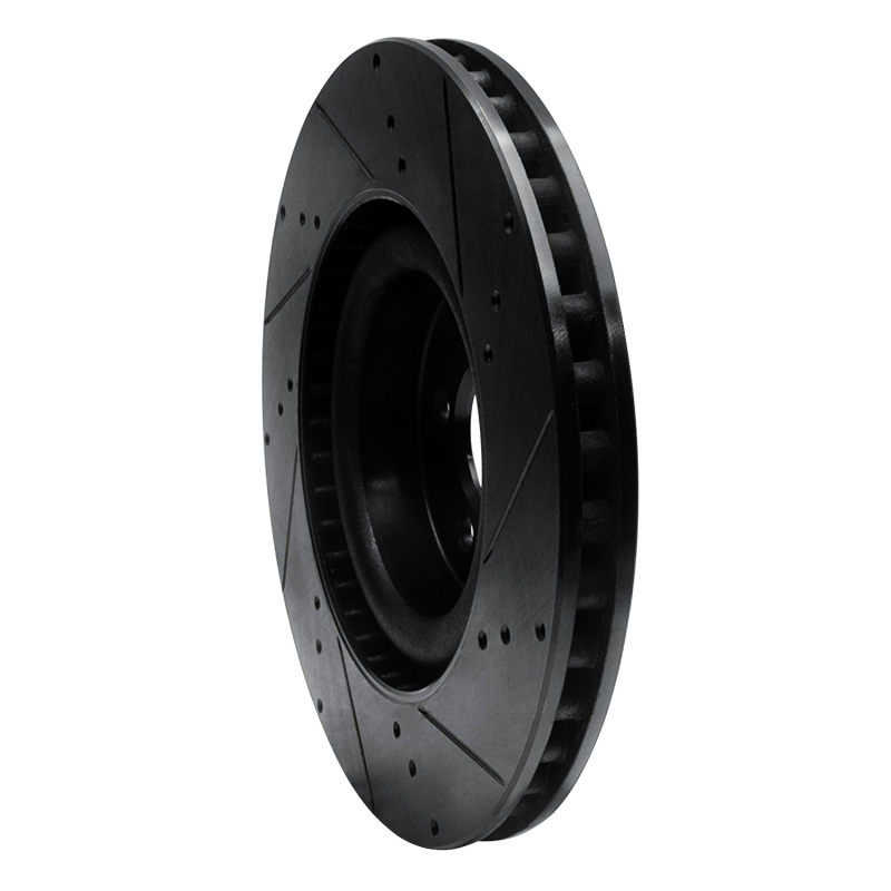 Picture of R1 15-23 Ford Mustang Front Left Drilled & Slotted Black Brake Rotor