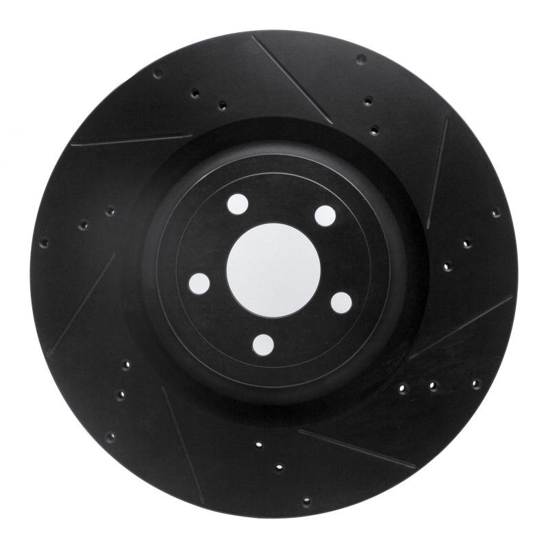 Picture of R1 15-23 Ford Mustang Front Right Drilled & Slotted Black Brake Rotor