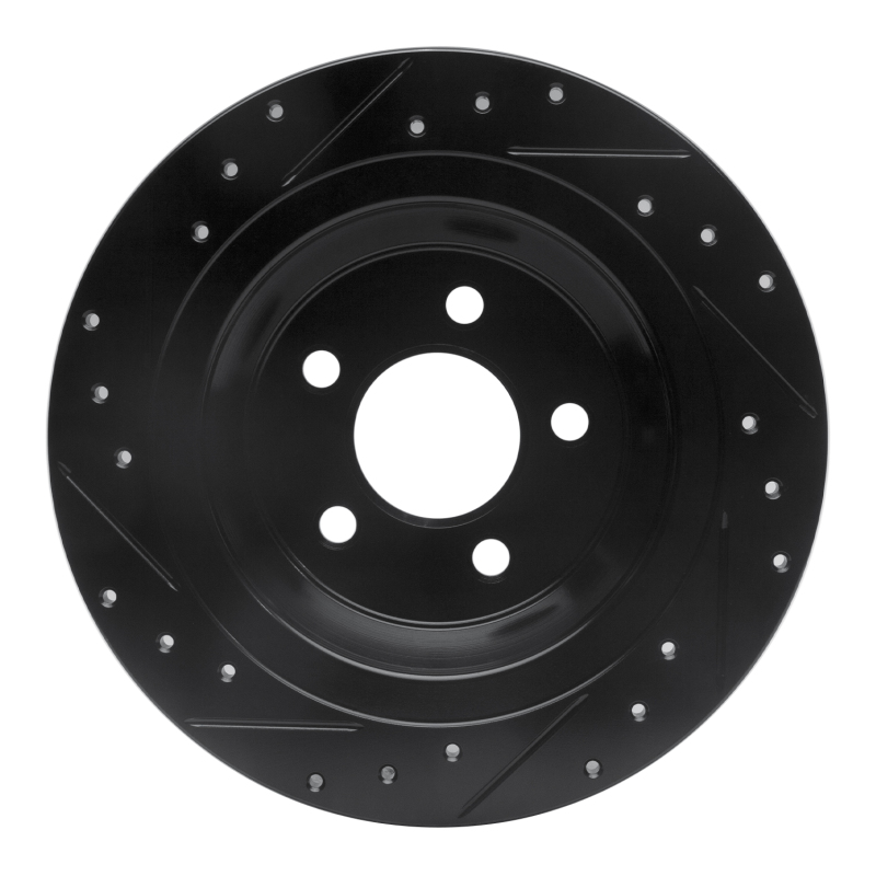 Picture of R1 15-23 Ford Mustang Rear Right Drilled & Slotted Black Brake Rotor
