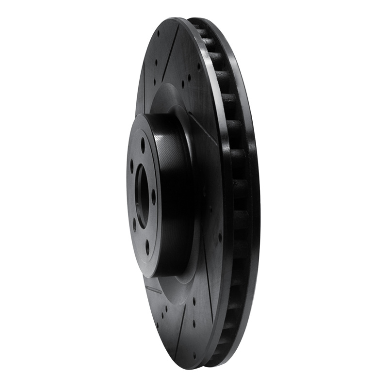 Picture of R1 15-23 Ford Mustang Front Left Drilled & Slotted Black Brake Rotor