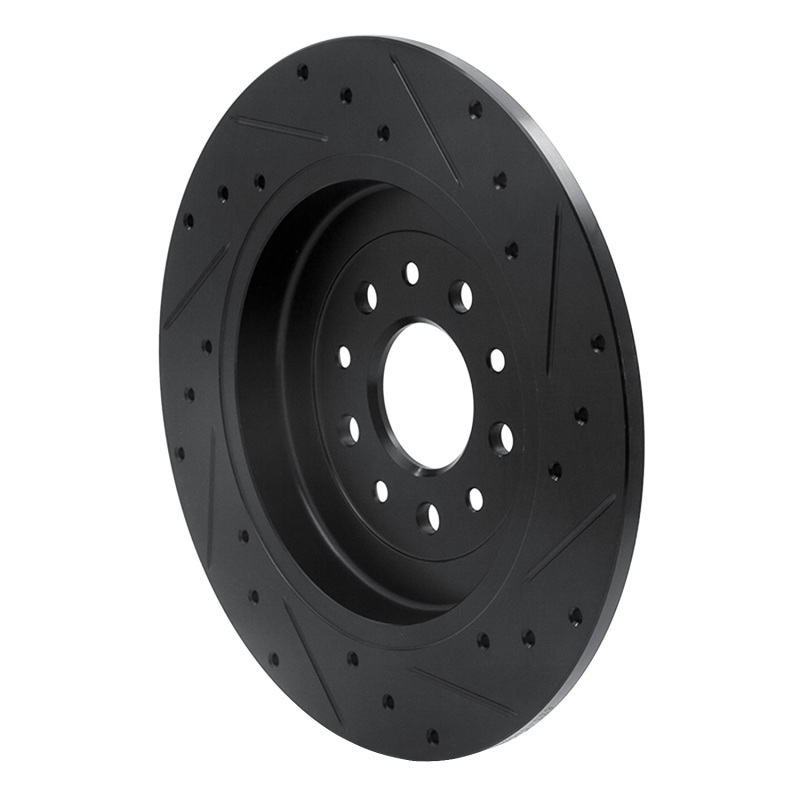 Picture of R1 05-19 Ford Five Hundred Rear Left Drilled & Slotted Black Brake Rotor