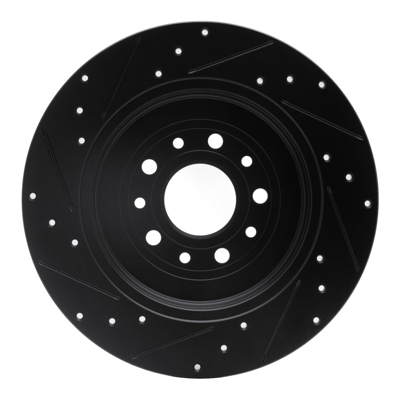 Picture of R1 05-19 Ford Freestyle Rear Right Drilled & Slotted Black Brake Rotor