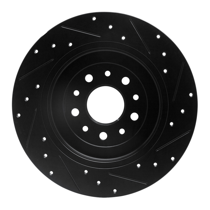 Picture of R1 05-19 Ford Five Hundred Rear Left Drilled & Slotted Black Brake Rotor