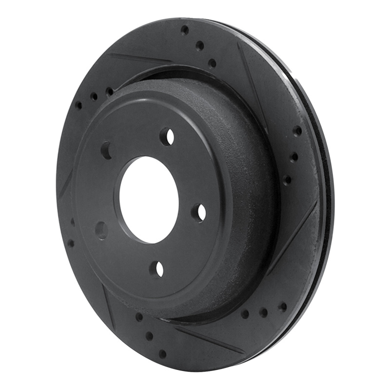 Picture of R1 10-11 Ford Ranger (USA/Canada) Rear Right Drilled & Slotted Black Brake Rotor