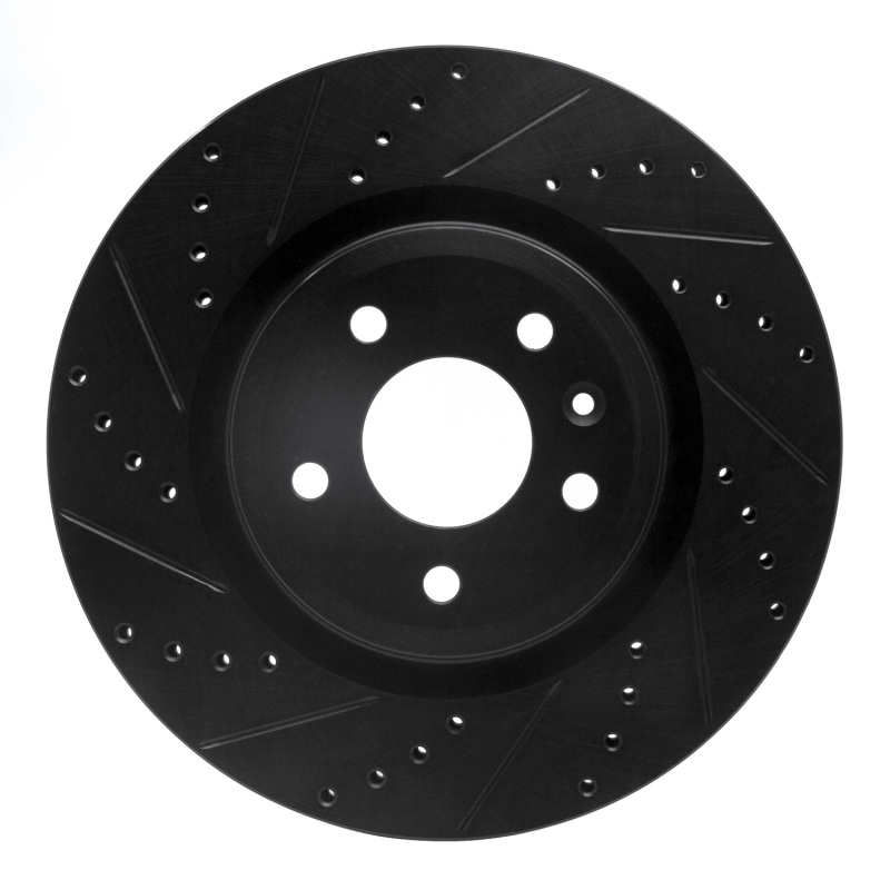Picture of R1 11-19 Ford Flex Front Left Drilled & Slotted Black Brake Rotor