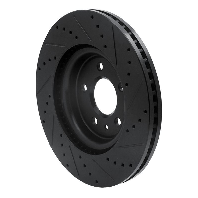 Picture of R1 11-19 Ford Flex Front Left Drilled & Slotted Black Brake Rotor