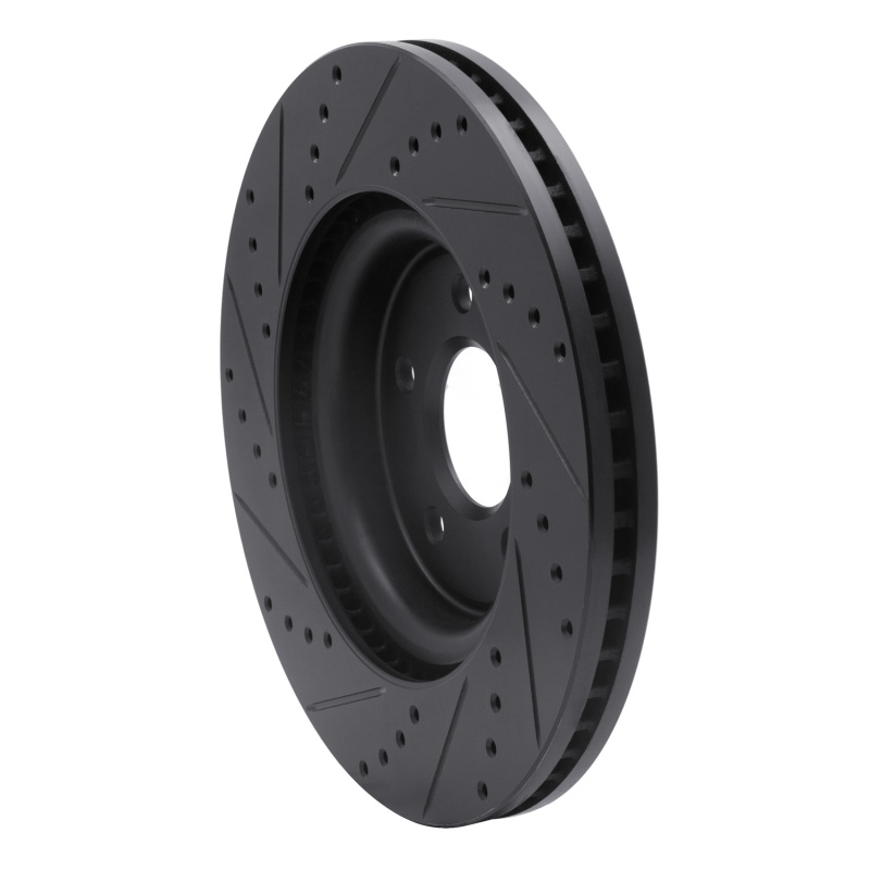 Picture of R1 11-19 Ford Explorer Front Right Drilled & Slotted Black Brake Rotor