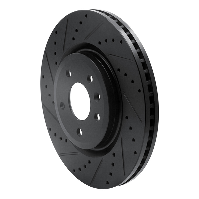Picture of R1 11-19 Ford Flex Front Left Drilled & Slotted Black Brake Rotor