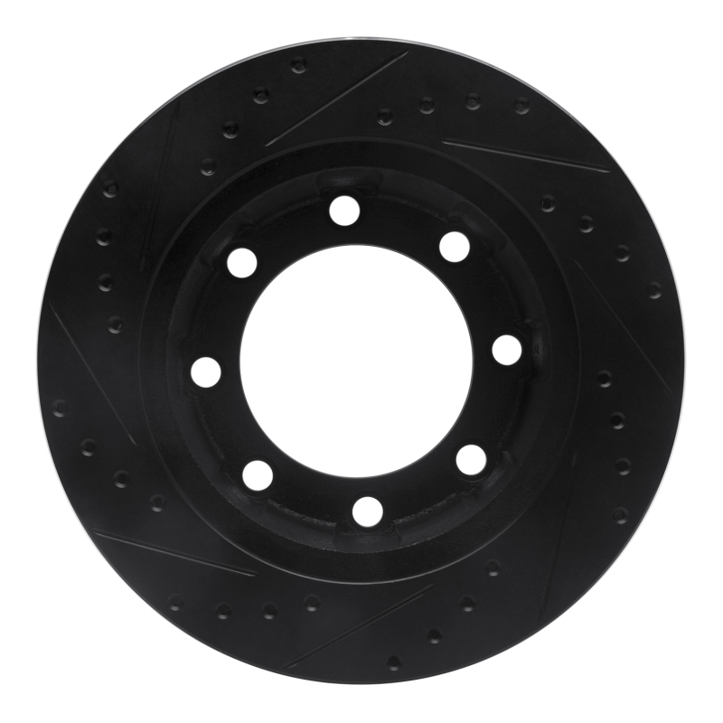 Picture of R1 76-79 Ford F-250 4WD (Excl Super Duty) Front Right Drilled & Slotted Black Brake Rotor