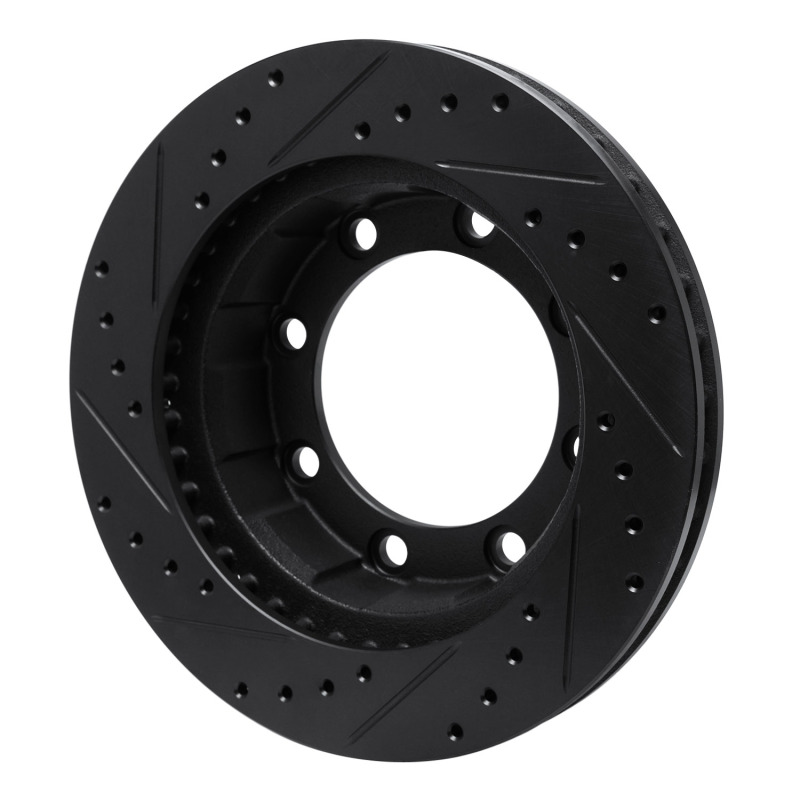 Picture of R1 77-79 Ford F-250 4WD (Excl Super Duty) Front Right Drilled & Slotted Black Brake Rotor