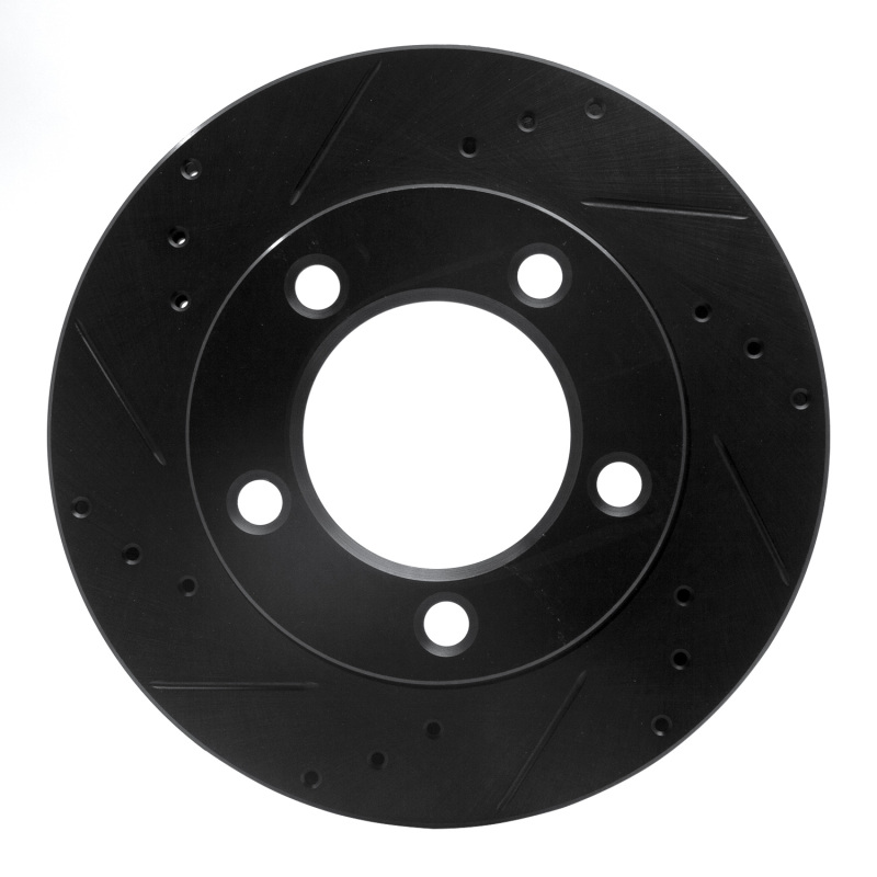 Picture of R1 76-93 Ford F-150 4WD Front Left Drilled & Slotted Black Brake Rotor