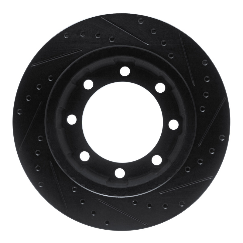 Picture of R1 80-94 Ford F-250 4WD (Excl Super Duty) Front Left Drilled & Slotted Black Brake Rotor