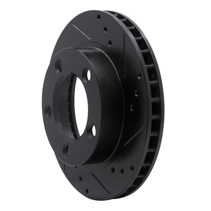 Picture of R1 76-93 Ford F-150 4WD Front Right Drilled & Slotted Black Brake Rotor